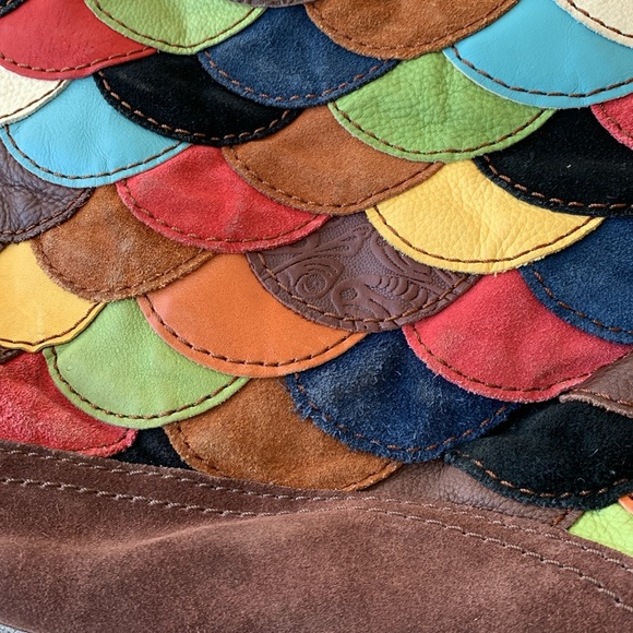 Lucky Brand Scalloped Patchwork Boho Suede Purse - Picture 9 of 16